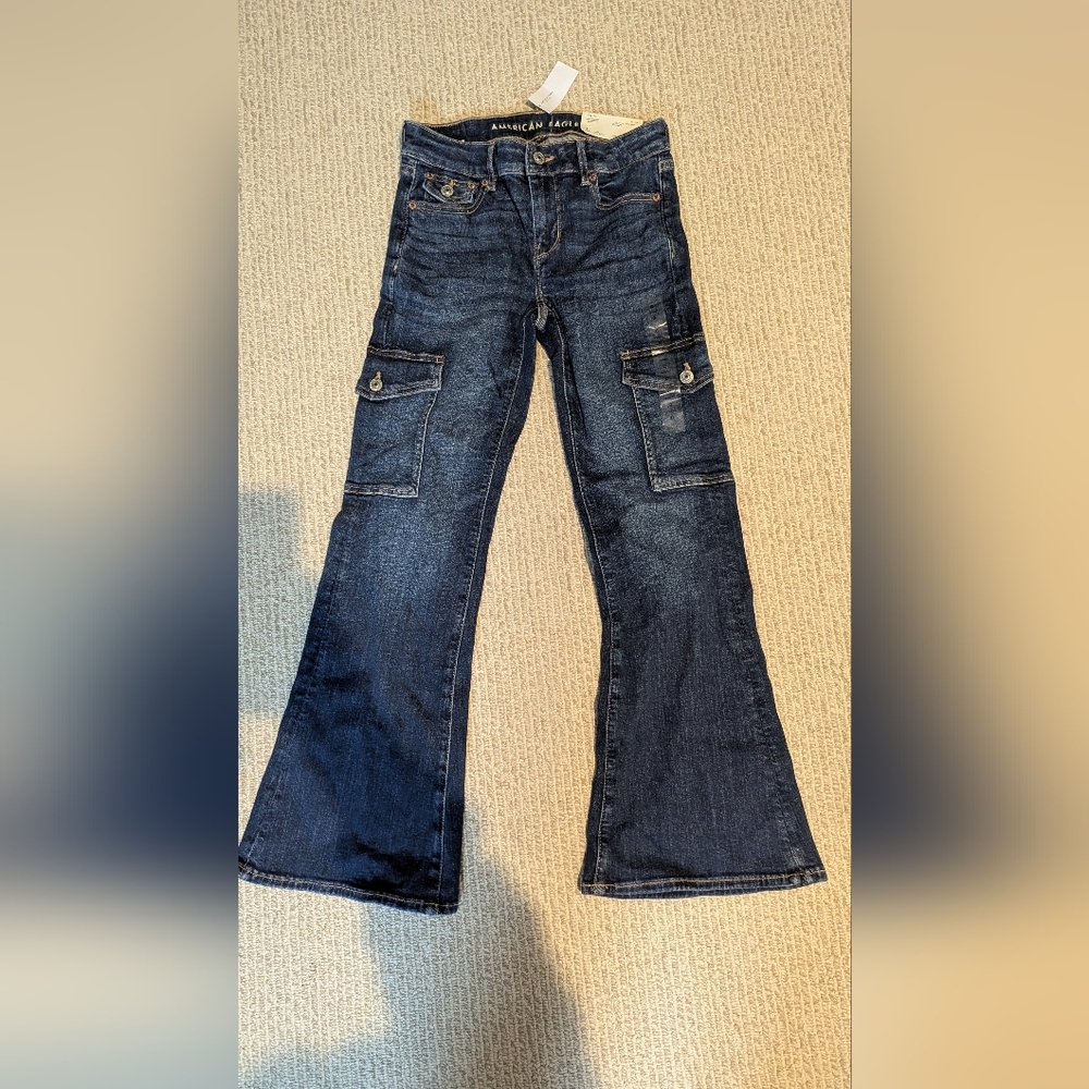 Dark Blue Flared Women's Jeans American Eagle